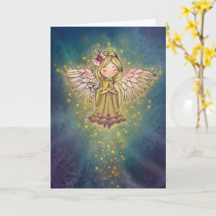 Cartão de Natal doce Ouro Angel