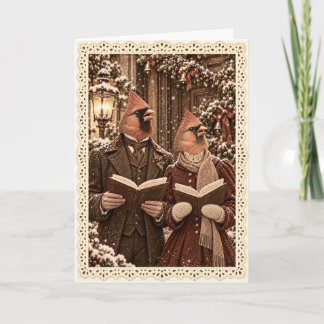 Cartão de Natal dos Carolers Cardeais Vitorianos