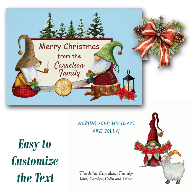 Cartão de Natal dos Gnomos Lumberjack (Criador carregado)