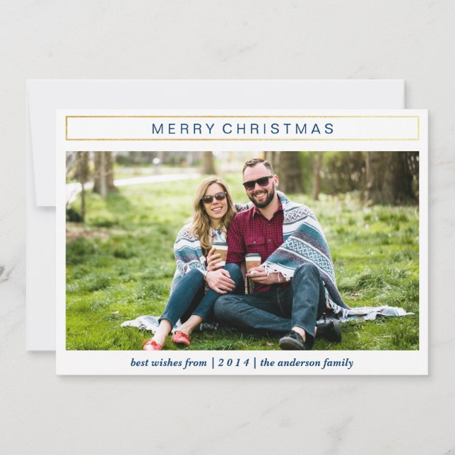 Cartão de Natal Dourado Chic Natal (Frente)