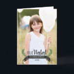 Cartão de Natal Elegante<br><div class="desc">A simple,  elegant design,  with the text "Feliz Natal" - replace the image with one of your favorites for beautiful Christmas greetings!  Easy to customize!</div>