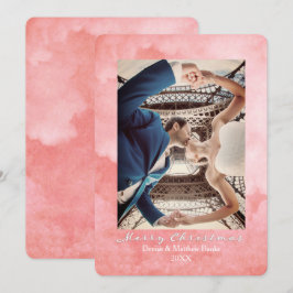 Cartão de Natal Elegante Aquarela Rosa Suave