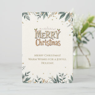 Cartão de Natal Elegante com Folhagem Festiva.