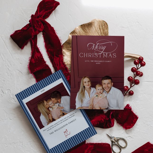 Cartão de Natal Elegante com Foto (Elegant Christmas Photo Card)