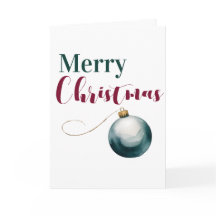 Cartão de Natal Elegante com Ornamentação em Aquar