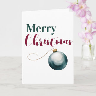 Cartão de Natal Elegante com Ornamentação em Aquar