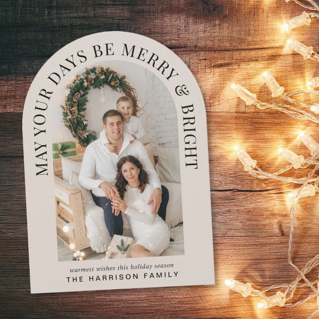 Cartão de Natal Elegante de Arca Brilhante de Feli (Share the love and warmth of the holiday season with this personalized photo Christmas card)