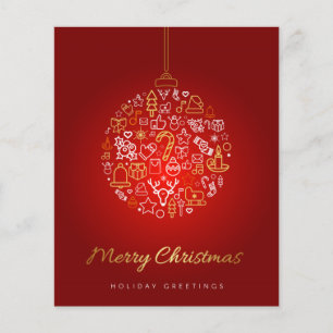 Cartão de Natal Elegante, Dourado e Vermelho