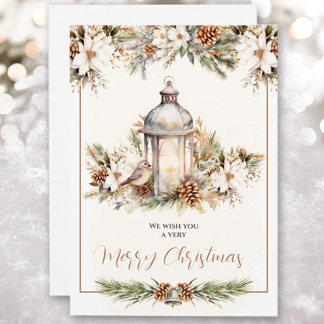 Cartão de Natal Elegante e Clássico (Elegant Classic White and Cream Christmas Card)