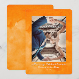 Cartão de Natal Elegante em Laranja Ferrugem Aquar
