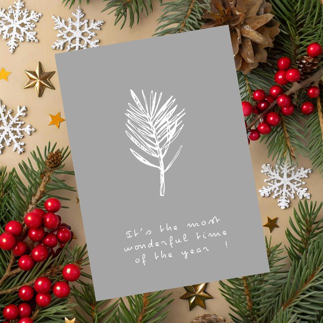 Cartão de Natal Elegante Minimalista ("It's the most wonderful time of the year" Christmas greeting card.)