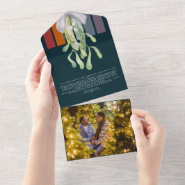 Cartão de Natal Elegante MistletoGay Rainbow