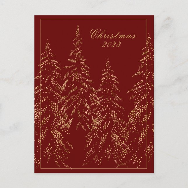 Cartão de Natal Elegante para Árvores de Férias Gl (Frente)