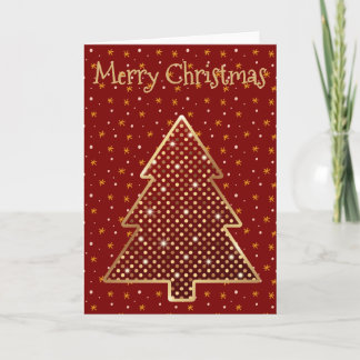 Cartão de Natal elegante vermelho e dourado