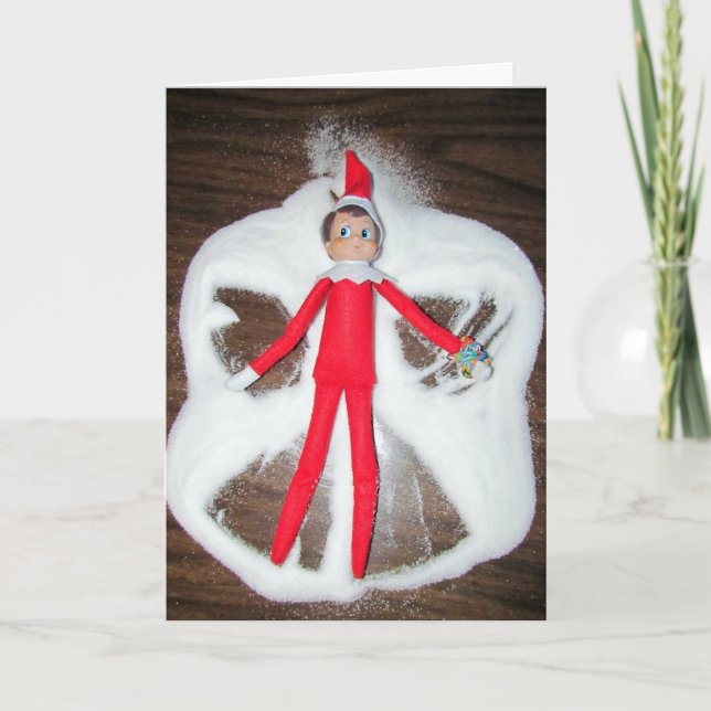Cartão de Natal Elf Snow Angel (Frente)