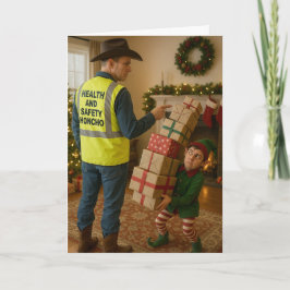 Cartão de Natal - Elfo e Segurança
