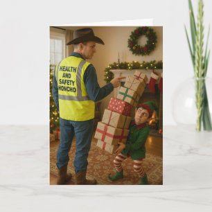 Cartão de Natal - Elfo e Segurança