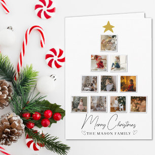 Cartão de Natal em forma de árvore com 10 fotos
