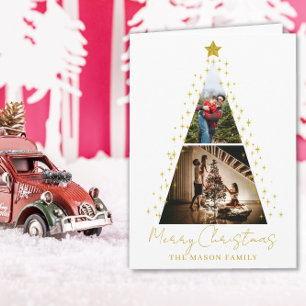 Cartão de Natal em forma de árvore com 2 fotos