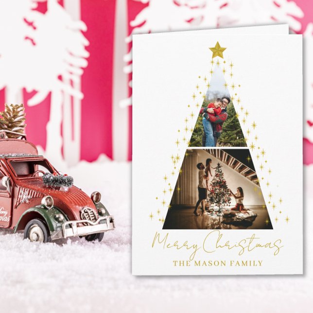 Cartão de Natal em forma de árvore com 2 fotos (Criador carregado)