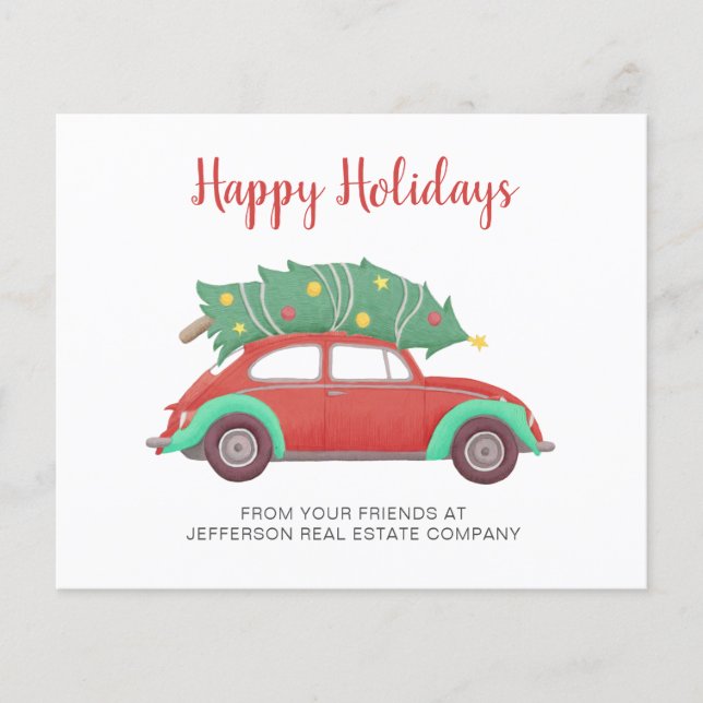 Cartão de Natal Empresarial de Árvore de Natal Car (Frente)