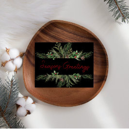 Cartão de Natal Empresarial Pine Holly Script Holi