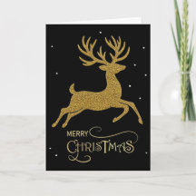 Cartão de Natal Empresarial Preto e Dourado