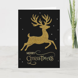 Cartão de Natal Empresarial Preto e Dourado