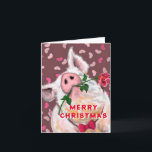 Cartão de Natal Engraçado<br><div class="desc">Cartões de Natal Engraçados com Porco de Cavalheiros - Pintura - Personalizável - Escolha / Adicione seu Texto Único - Nome / Cores / Fonte / Tamanho / Elementos - Imagem / Mais - Faça seu presente especial - Redimensionar e mover ou adicionar elementos / texto com ferramenta de personalização!...</div>