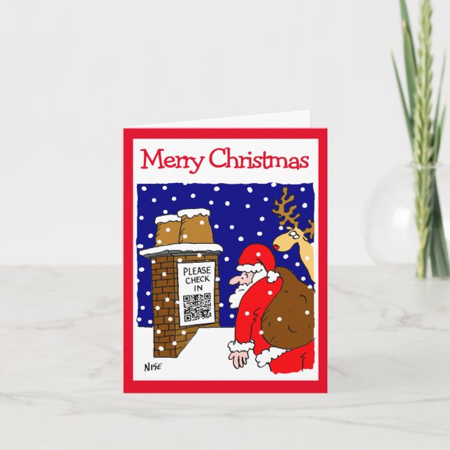 Cartão de Natal engraçado com design de código QR  (Frente)