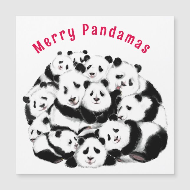 Cartão de Natal Engraçado com Pandas Familiares Fe (Frente)