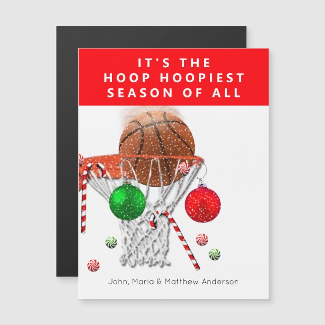 Cartão de Natal Engraçado de Basquete (Frente/Verso)