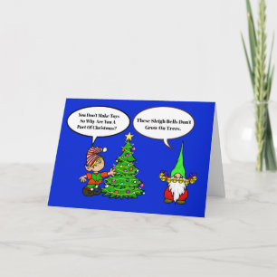 Cartão de Natal Engraçado de Elfo e Gnomo