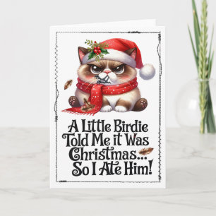Cartão de Natal Engraçado de Gato com Humor Negro