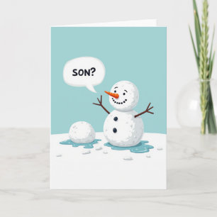 Cartão de Natal Engraçado do Filho Boneco de Neve