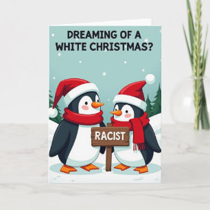 Cartão de Natal Engraçado do Pinguim Branco