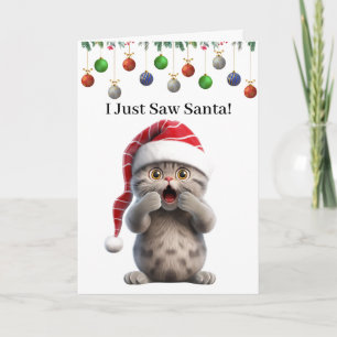 Cartão de Natal Engraçado e Caprichoso de Gato Fof