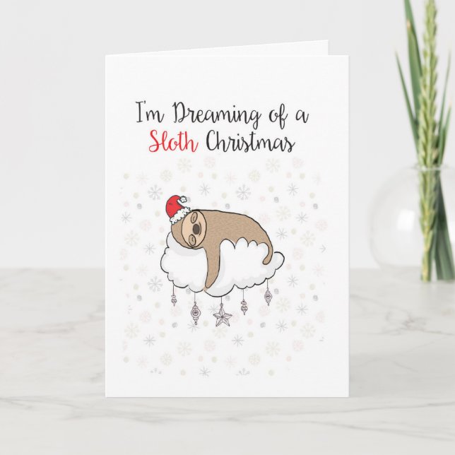 Cartão de Natal Engraçado - Feriados Punny Sloth (Frente)