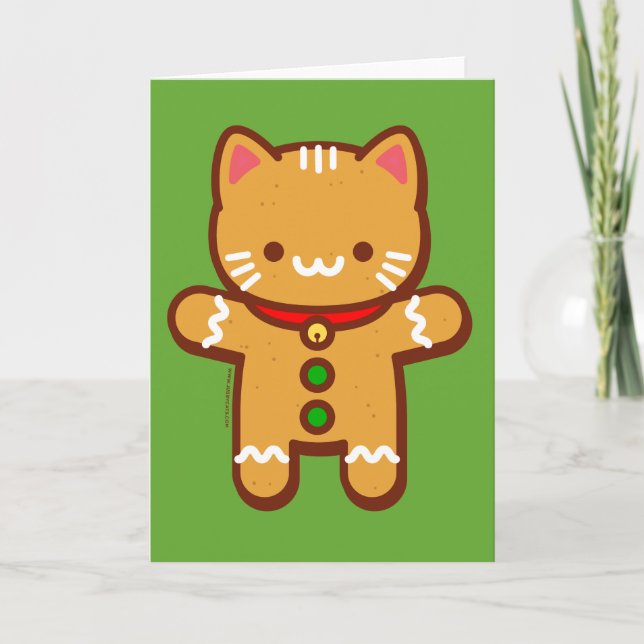 Cartão de Natal Engraçado - Gingerpão Gato (Frente)