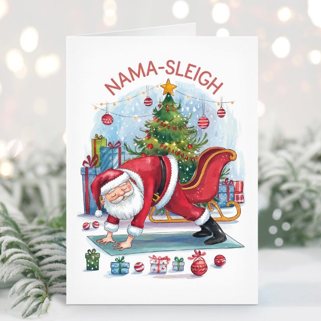 Cartão de Natal Engraçado Nama Sleigh Yoga (Criador carregado)