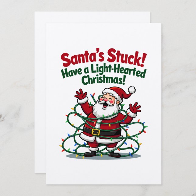 Cartão de Natal Engraçado: O Papai Noel Está Preso (Frente/Verso)