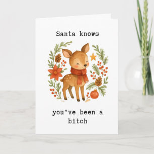 Cartão de Natal Engraçado O Papai Noel Sabe, Rude