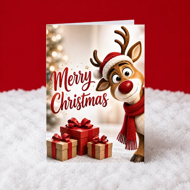 Cartão de Natal Engraçado Rena Natal (Criador carregado)
