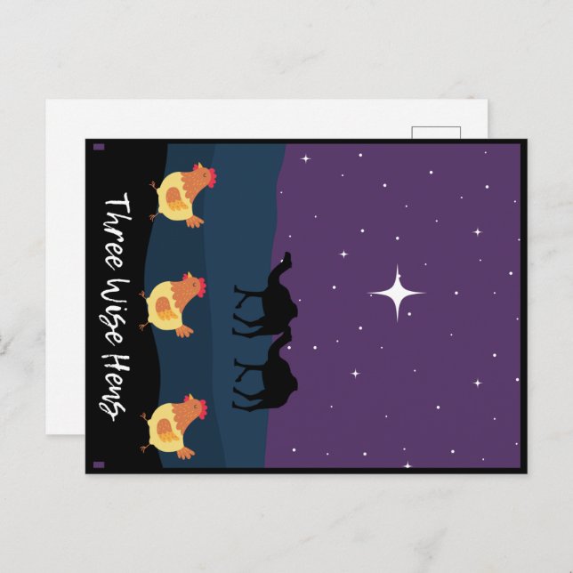 Cartão de Natal Engraçado Três Sábios Hens (Frente/Verso)