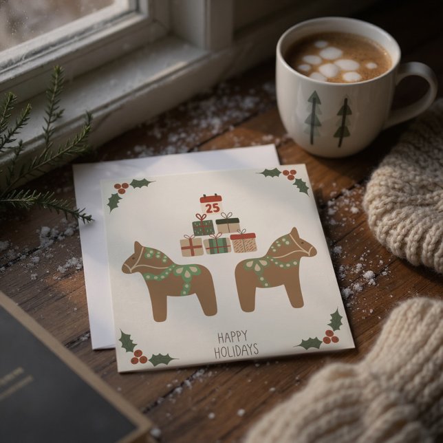 Cartão de Natal Escandinavo do Cavalo de Dala (Criador carregado)