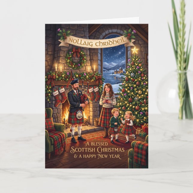 Cartão de Natal Escocês Vitoriano (Frente)