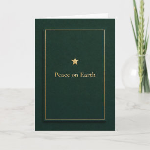 Cartão de Natal Esmeralda e Ouro Paz na Terra