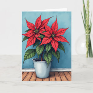Cartão de Natal Estrela Vermelha em Flor