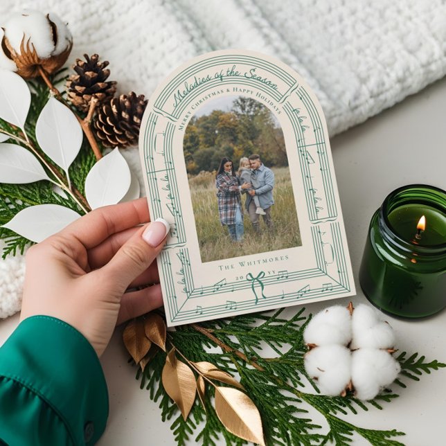 Cartão de Natal Fa La Arco Sheet Music Arch (Fa La La Bow Sheet Music Arch Photo Christmas Card)