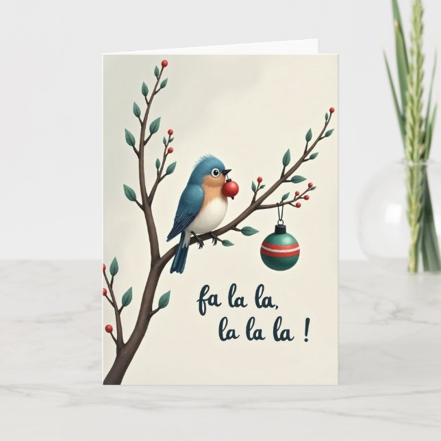 Cartão de Natal Fa La La Bird (Frente)